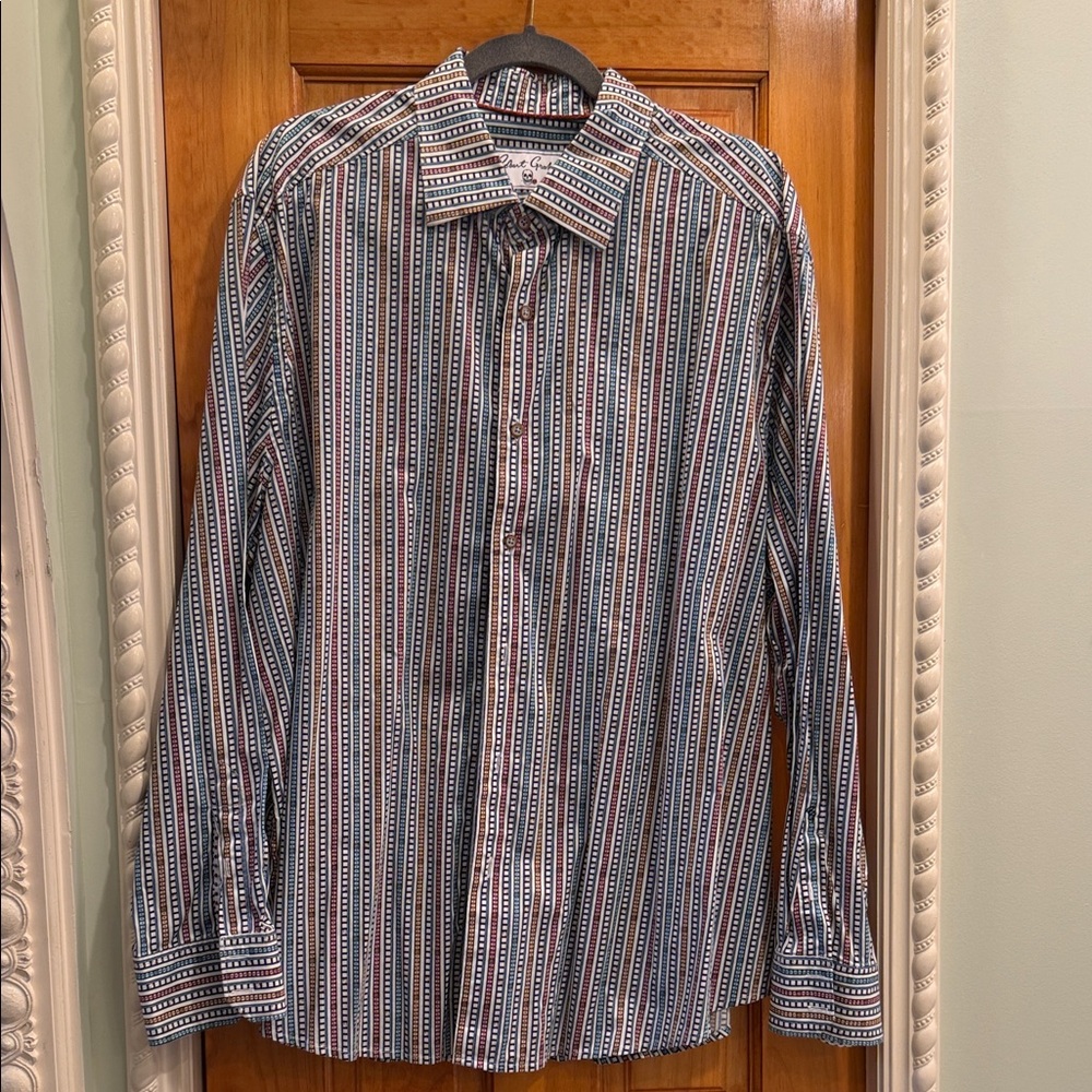 Robert Graham Striped Button-Down Shirt in Blue, White & Red